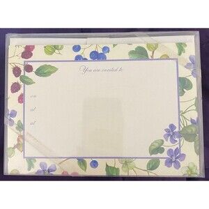 Invitations & Envelopes 3) boxes of 10 Violets & Berries Design Fruit & Flowers